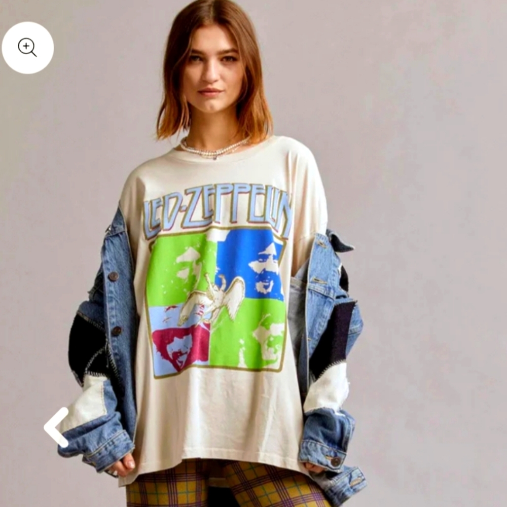 REVOLVE DAYDREAMER Led Zeppelin Four Square Merch Tee, Dirty White NWT, Size S - Picture 2 of 16